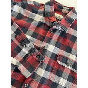 Jachs XXL Men's Heavy Flannel Red‎ Black Plaid Button Down Shirt 100% Cotton